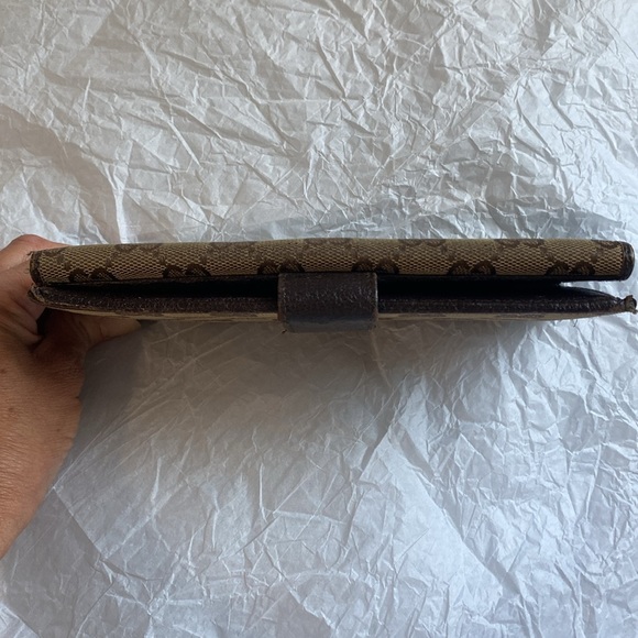 Gucci wallet with canvas/leather monogram tan and brown wallet sold as is - Picture 15 of 16